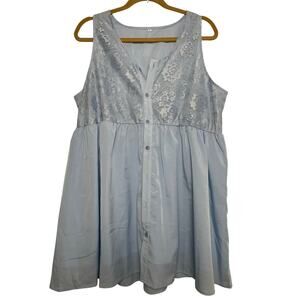 Lace Ice Blue Babydoll Mini Dress Sleeveless Coquette Fairy Short Women’s XL